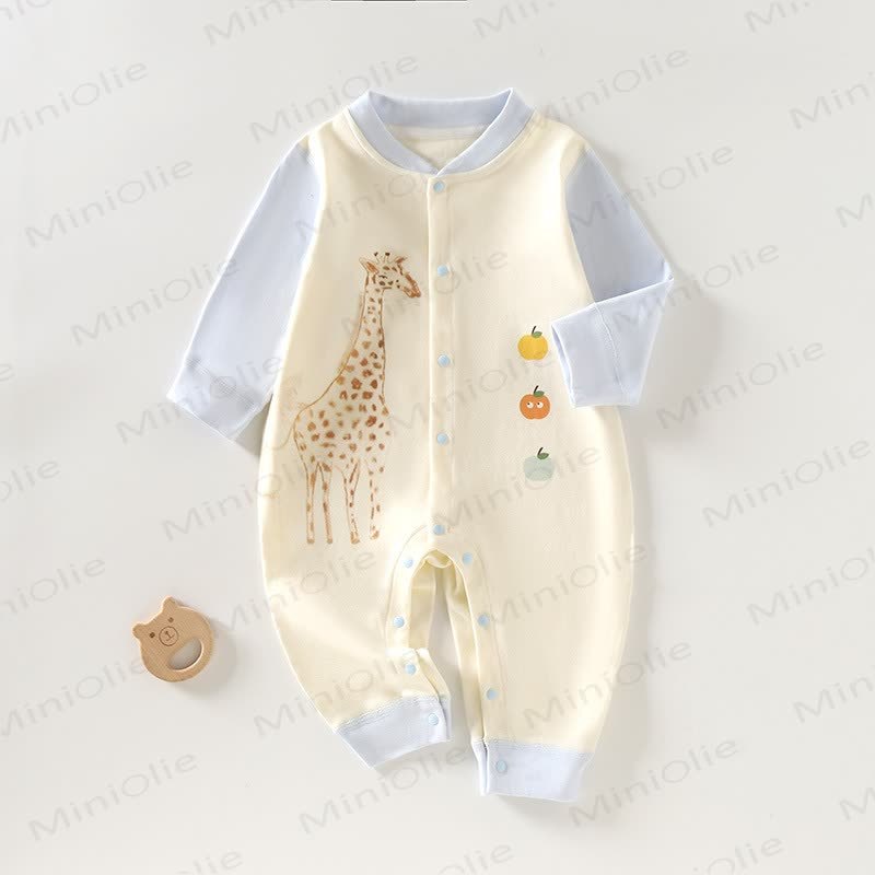 Baby Giraffe Cartoon Print Romper - Blue - 18-24M - image 3