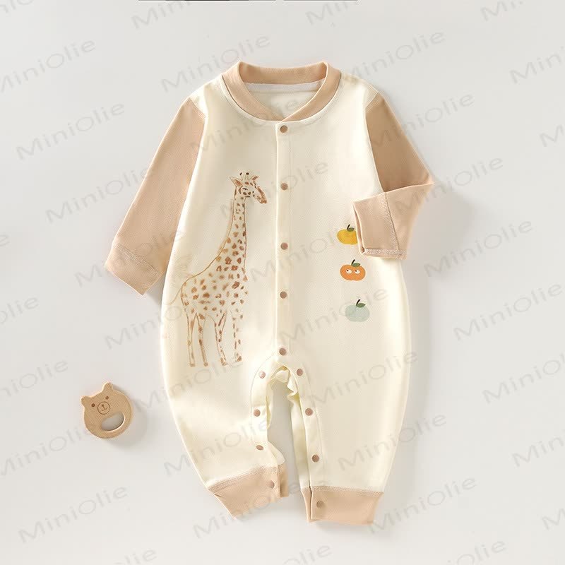 Baby Giraffe Cartoon Print Romper - Khaki - 18-24M - image 4