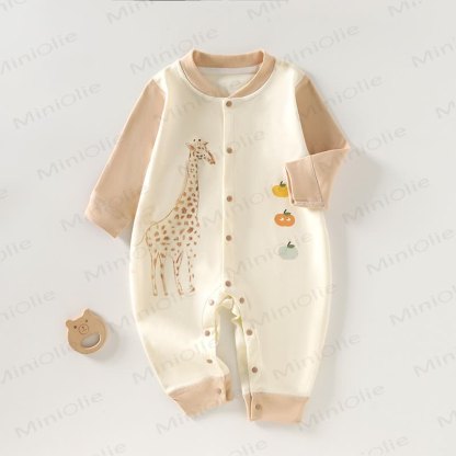 Baby Giraffe Cartoon Print Romper - Khaki - 18-24M - image 4