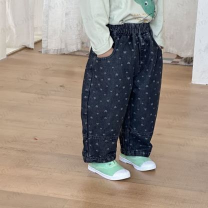 Toddler Kid Love Loose Denim Pants - Black - 12Y - image 4