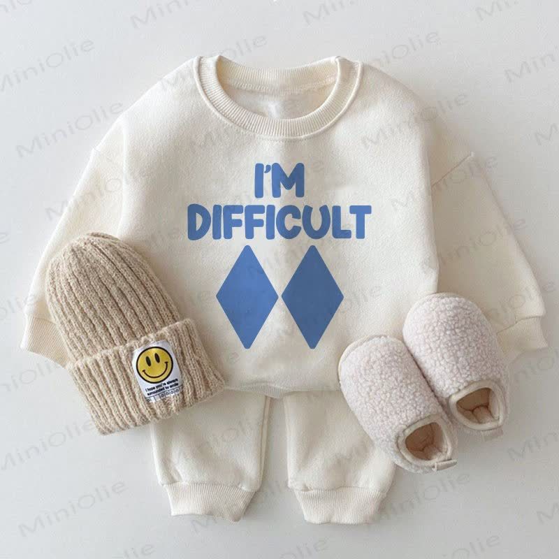 I'M DIFFICULT Baby Sweatshirt White 2-piece Set - White - 2-3T - image 1