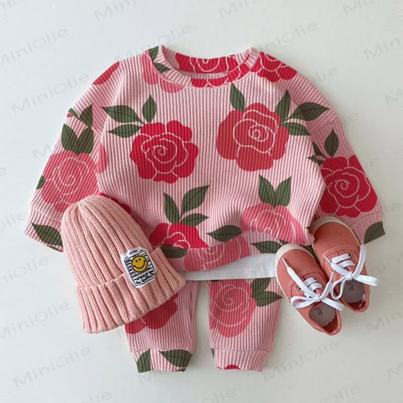 Baby Rose Pink Waffle 2-piece Set - Pink - 3-5T - image 1