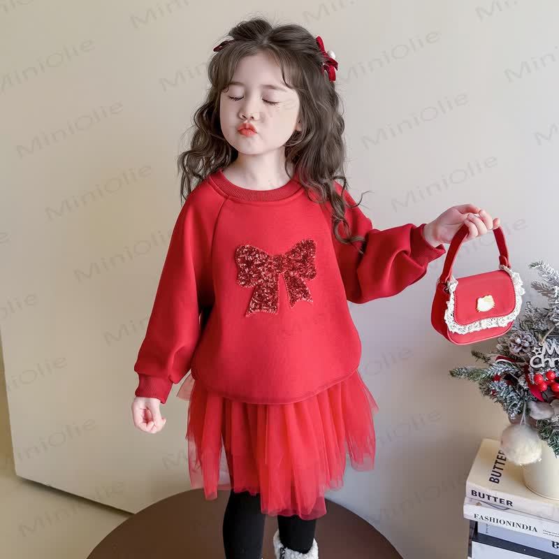 Toddler Girl Sequins Bow Mesh Dress - image 4