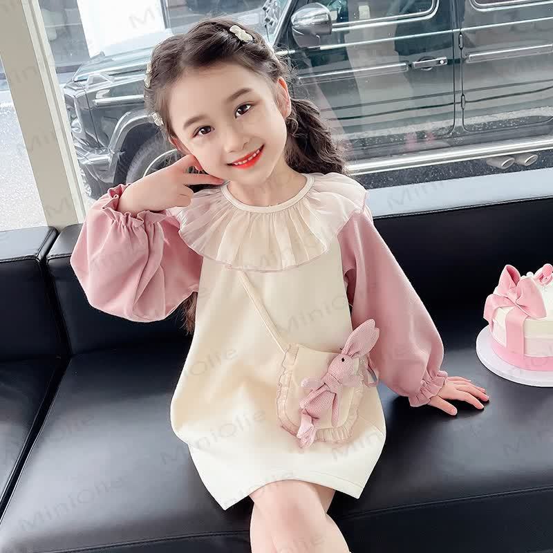 Toddler Girl Bunny Raglan Dress - image 2