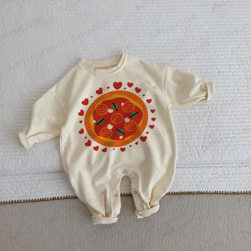 Baby Toddler Love Pizza Beige Romper - Beige - 2-3T - image 1