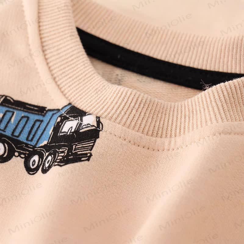 Toddler Boys' Excavator Cartoon Print Crew Neck Sweatshirt  - image 4