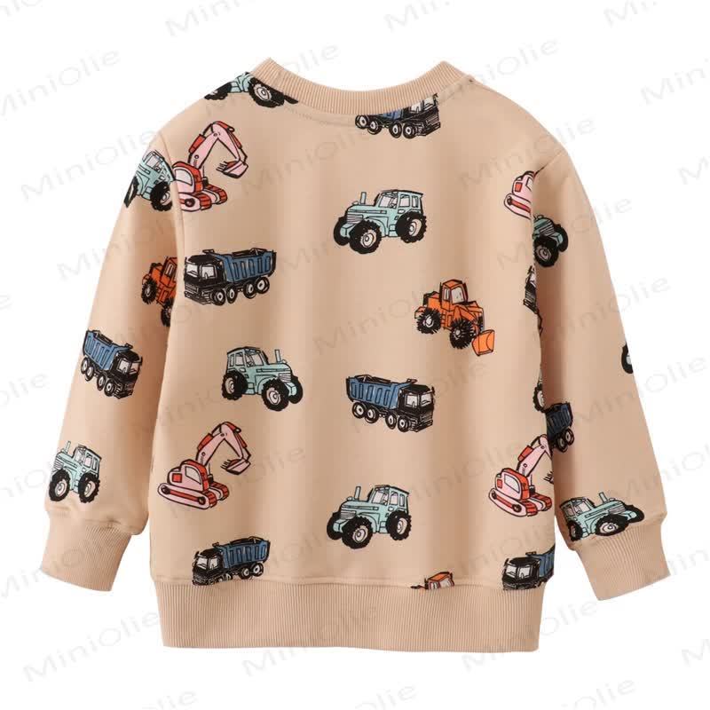 Toddler Boys' Excavator Cartoon Print Crew Neck Sweatshirt  - image 2