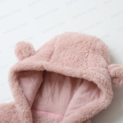 Baby Solid Color Cute Newborn Hooded Romper - image 3