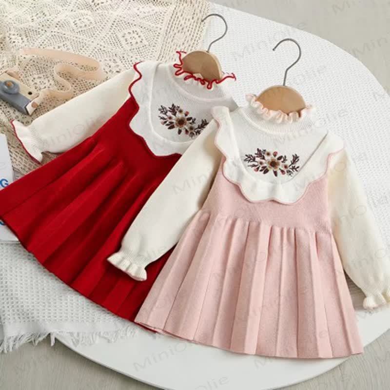Toddler Girl Knit Flower Dress - image 1