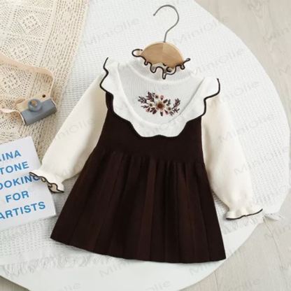 Toddler Girl Knit Flower Dress - Black - 8Y - image 3