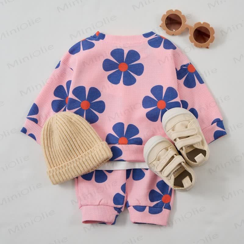 Baby Blue Flowers Pink Waffle 2-piece Set - image 3