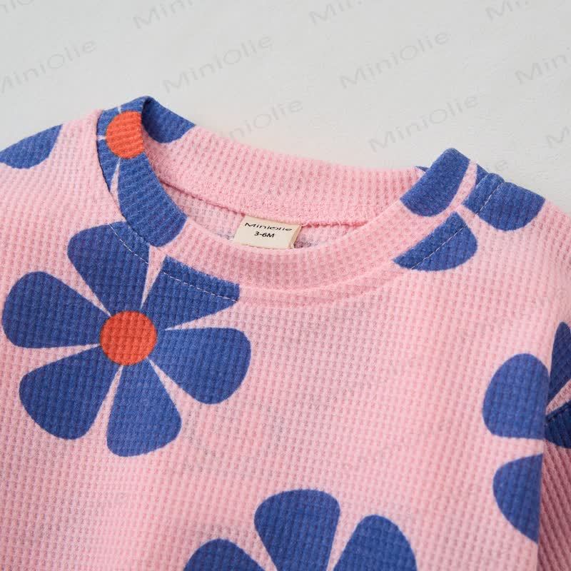 Baby Blue Flowers Pink Waffle 2-piece Set - image 4
