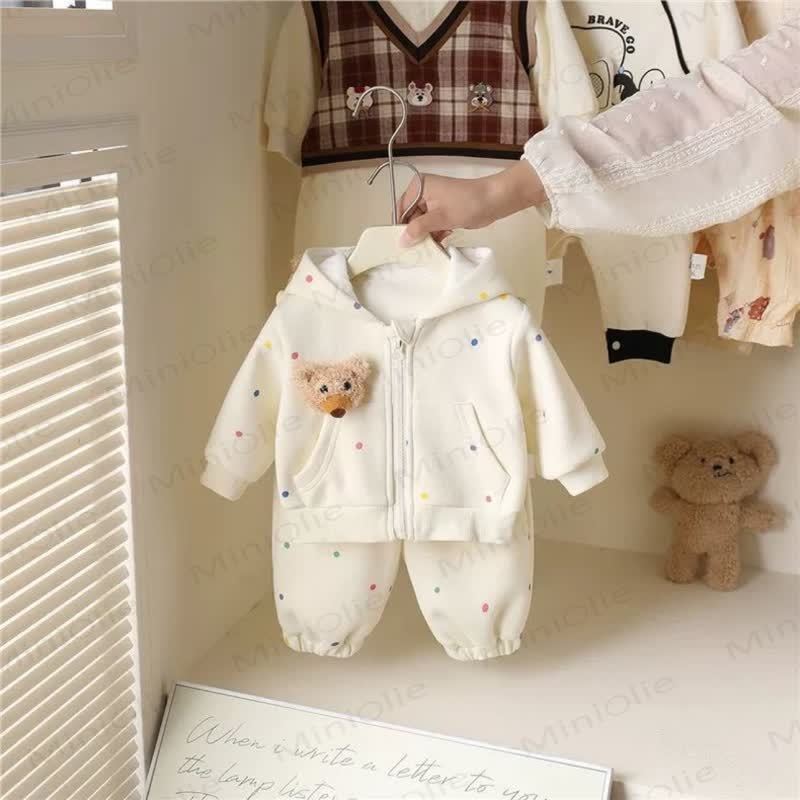 Baby Dot 3D Bear 2-piece Set - Beige - 2-3T - image 1