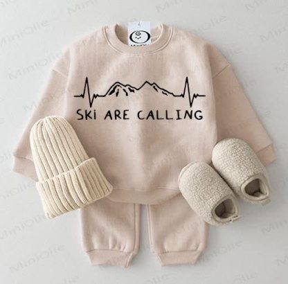 SKI ARE CALLING Baby Sweatshirt 2-piece Beige Set - Beige - 2-3T - image 1