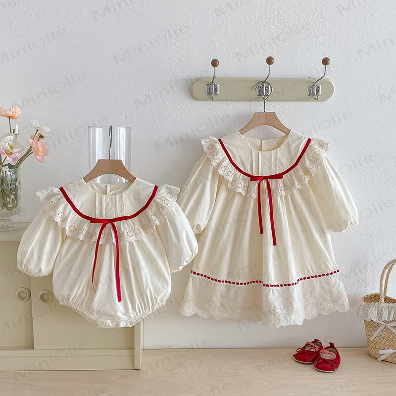 Baby Toddler Girl Bow Lace Dress/ Bodysuit - image 2