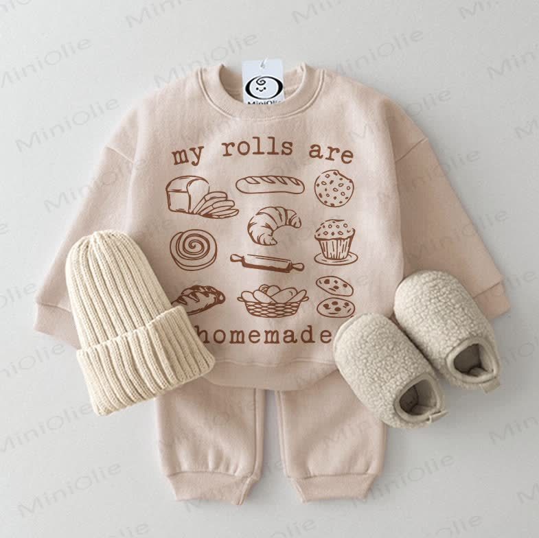MY ROLLS ARE HOMEMADE Baby Sweatshirt 2-piece Beige Set - Beige - 2-3T - image 1