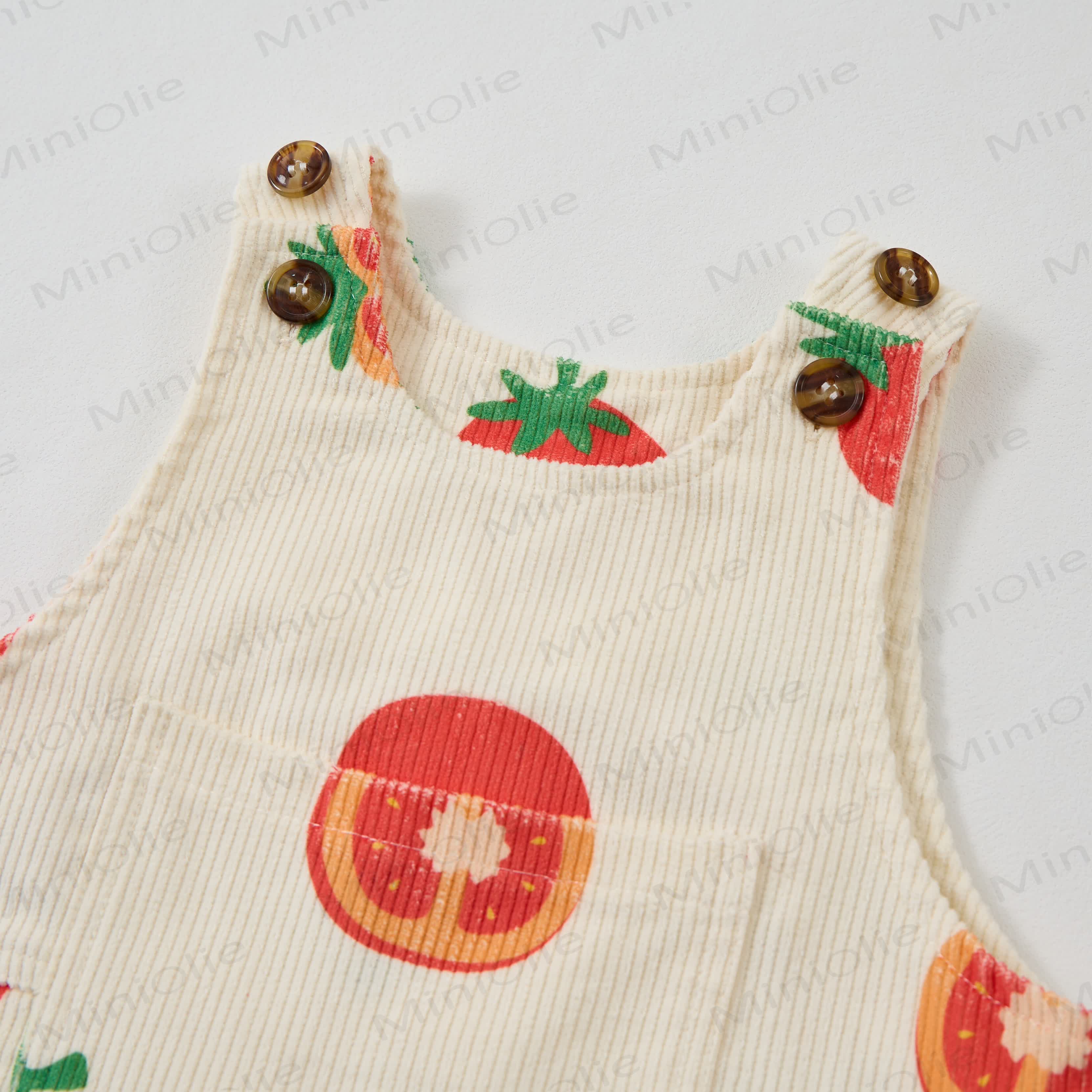 Baby Toddler Tomato Beige Corduroy Overalls  - image 3