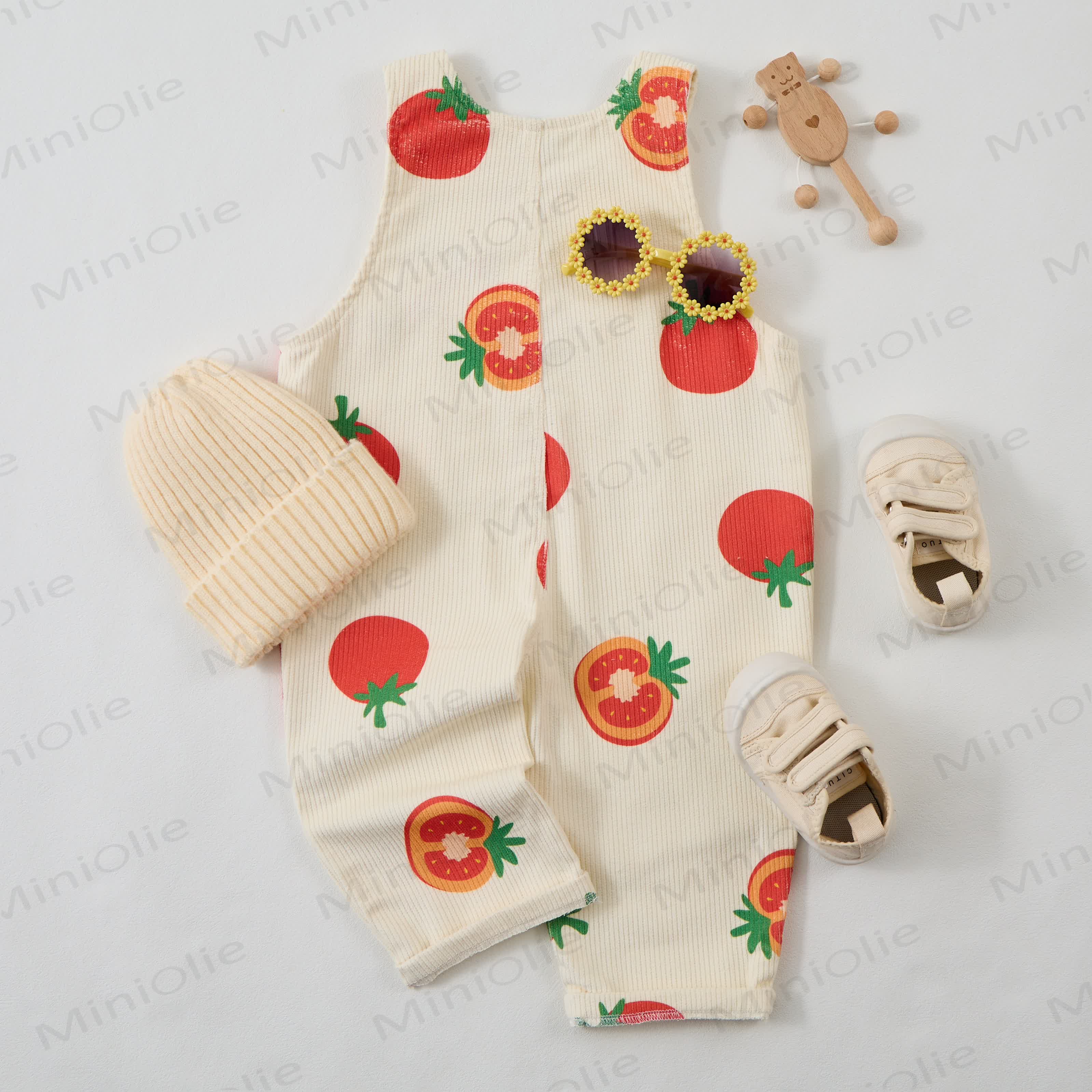 Baby Toddler Tomato Beige Corduroy Overalls  - image 6