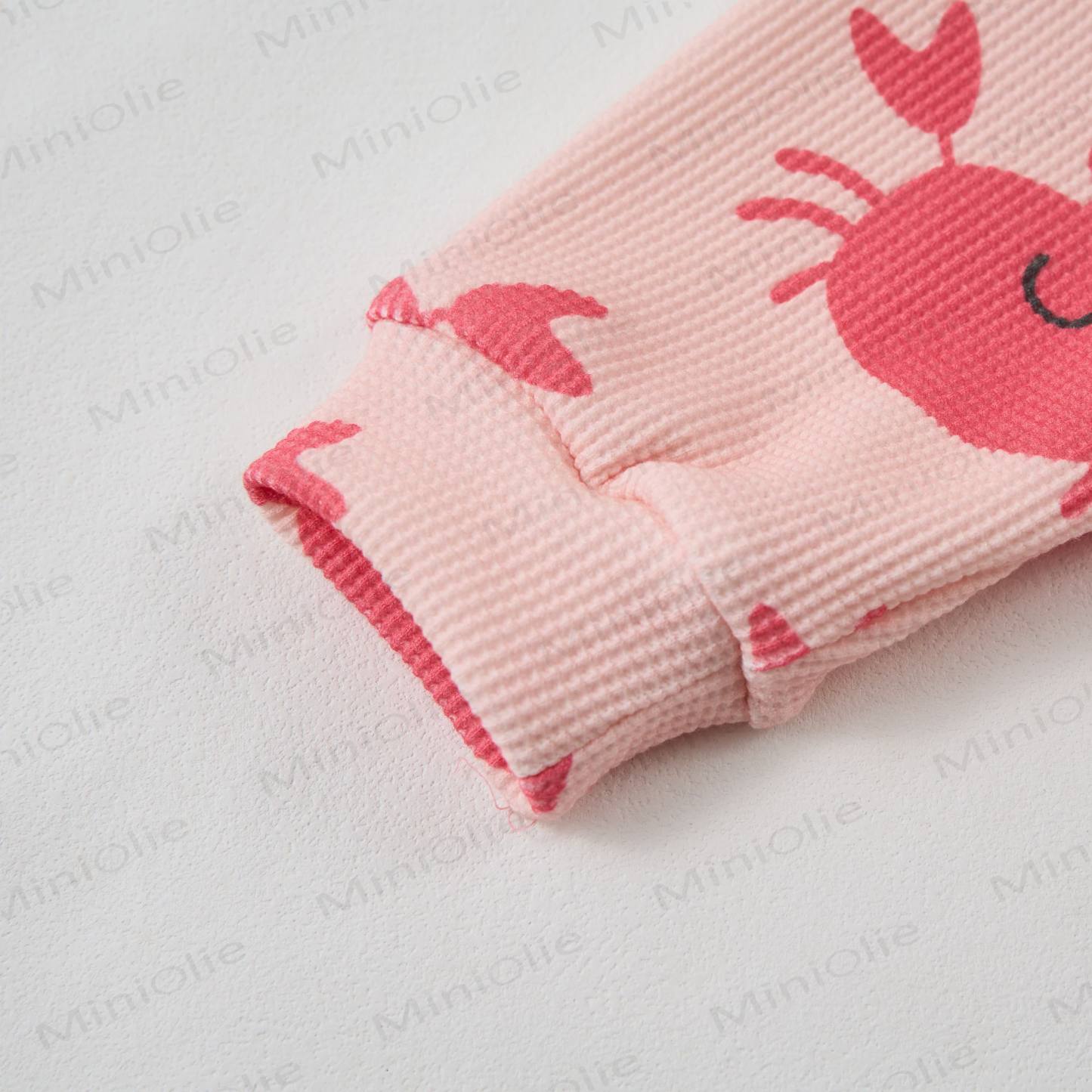 Baby Waffle Pink Smiling Crab Sweatshirt 2-piece Set - image 3