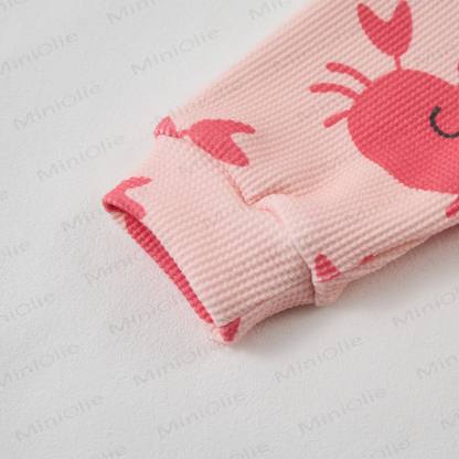 Baby Waffle Pink Smiling Crab Sweatshirt 2-piece Set - image 3