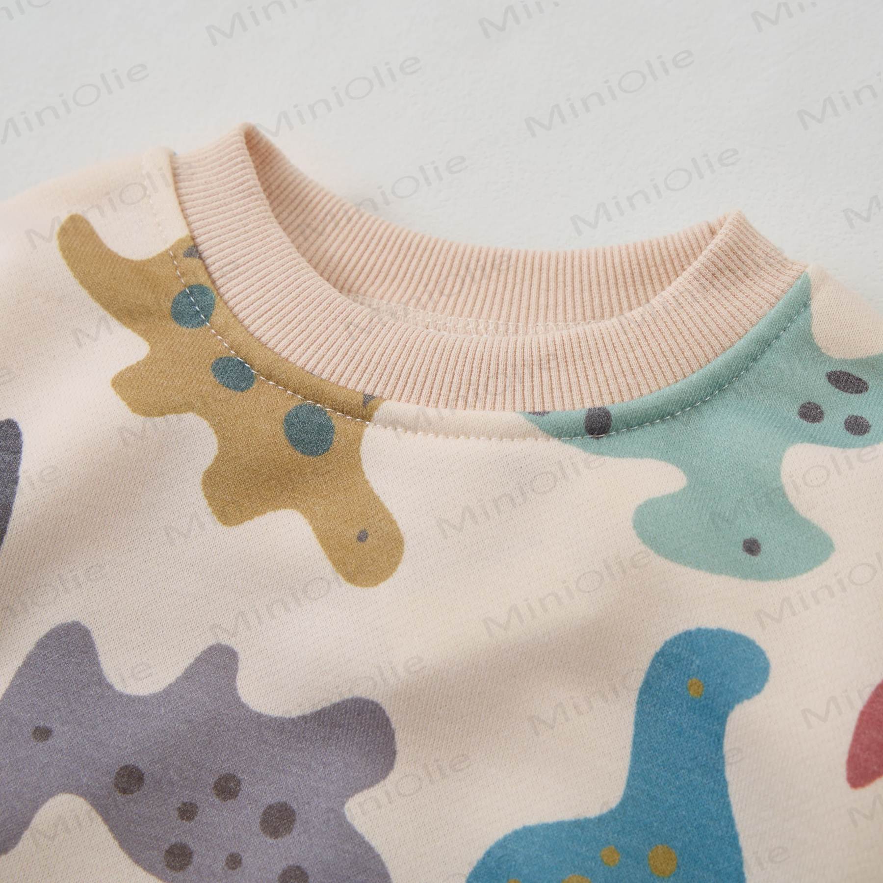 Baby Colorful Dinosaurs Sweatshirt 2-piece Beige Set - image 2