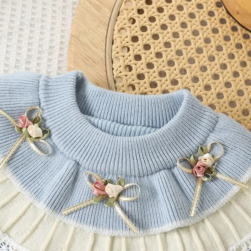 Toddler Girl Flower Double-layer Crew Neck Knit Dress - image 5
