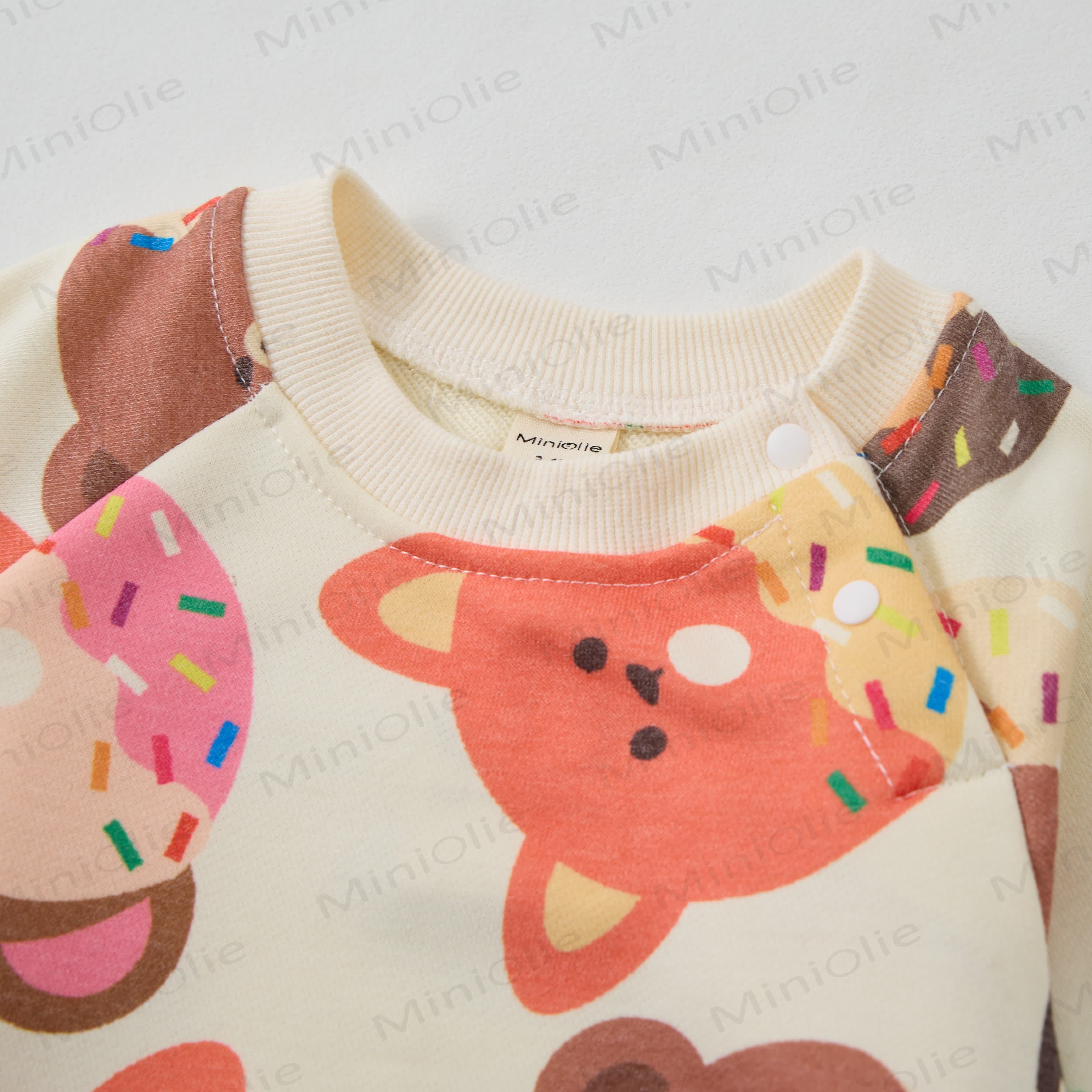 Baby Animal Donuts Beige Romper - image 2