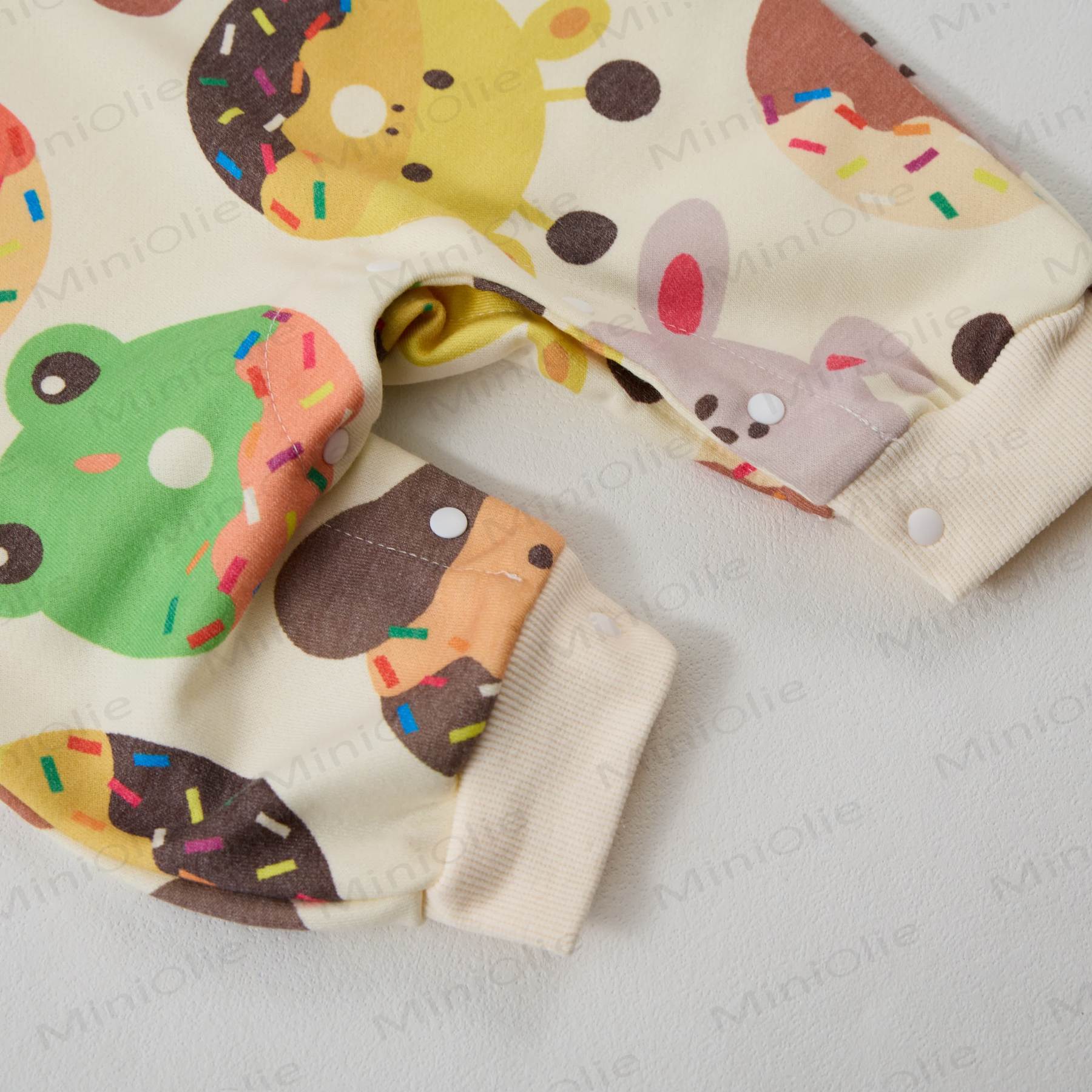 Baby Animal Donuts Beige Romper - image 4