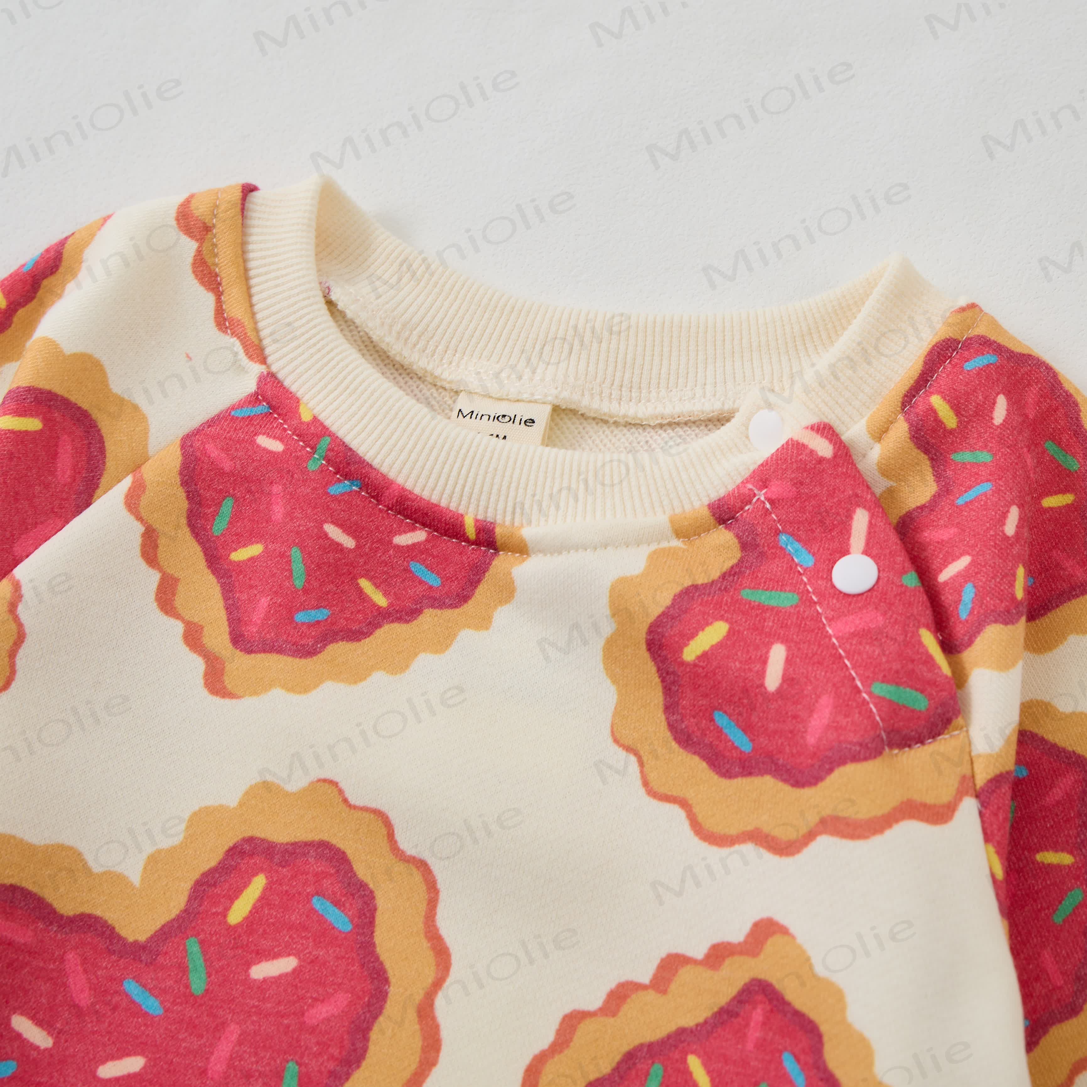 Baby Heart-shaped Cookies Beige Romper - image 2