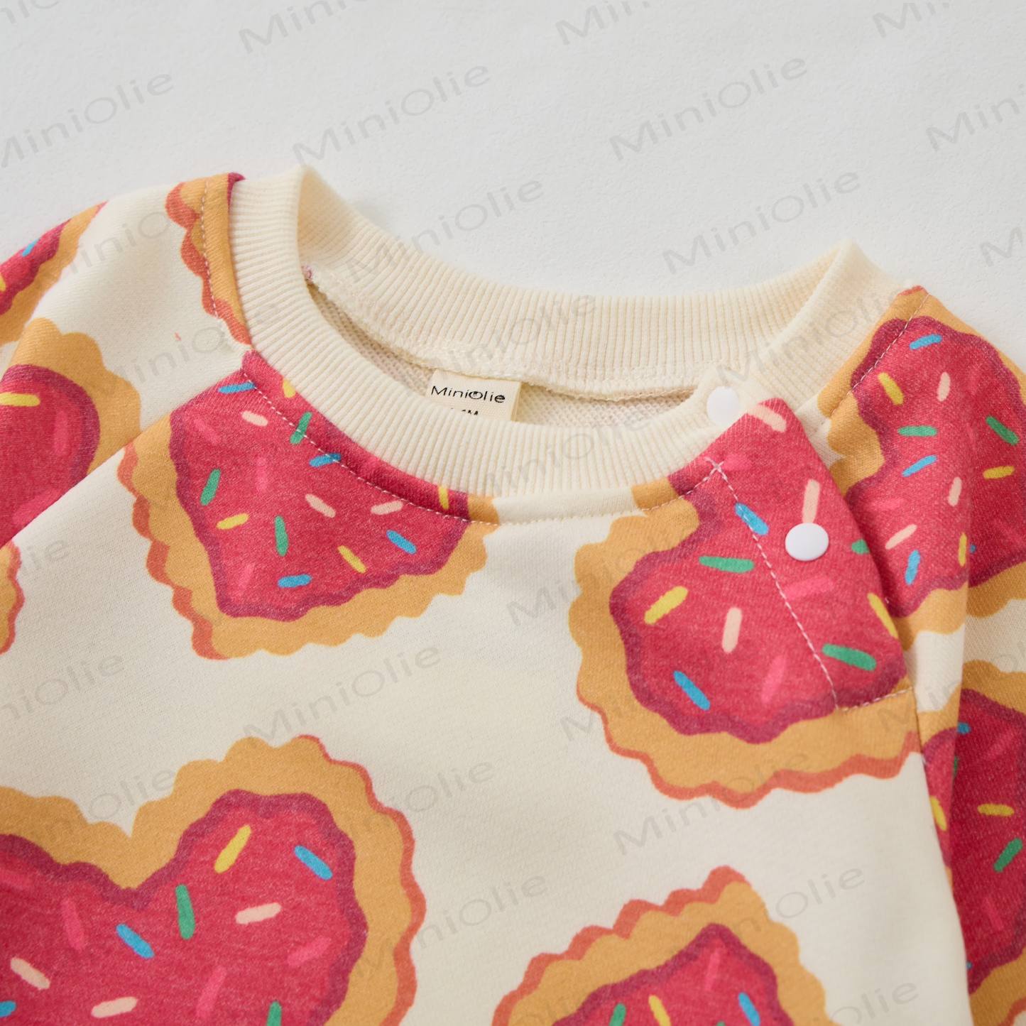 Baby Heart-shaped Cookies Beige Romper - image 2