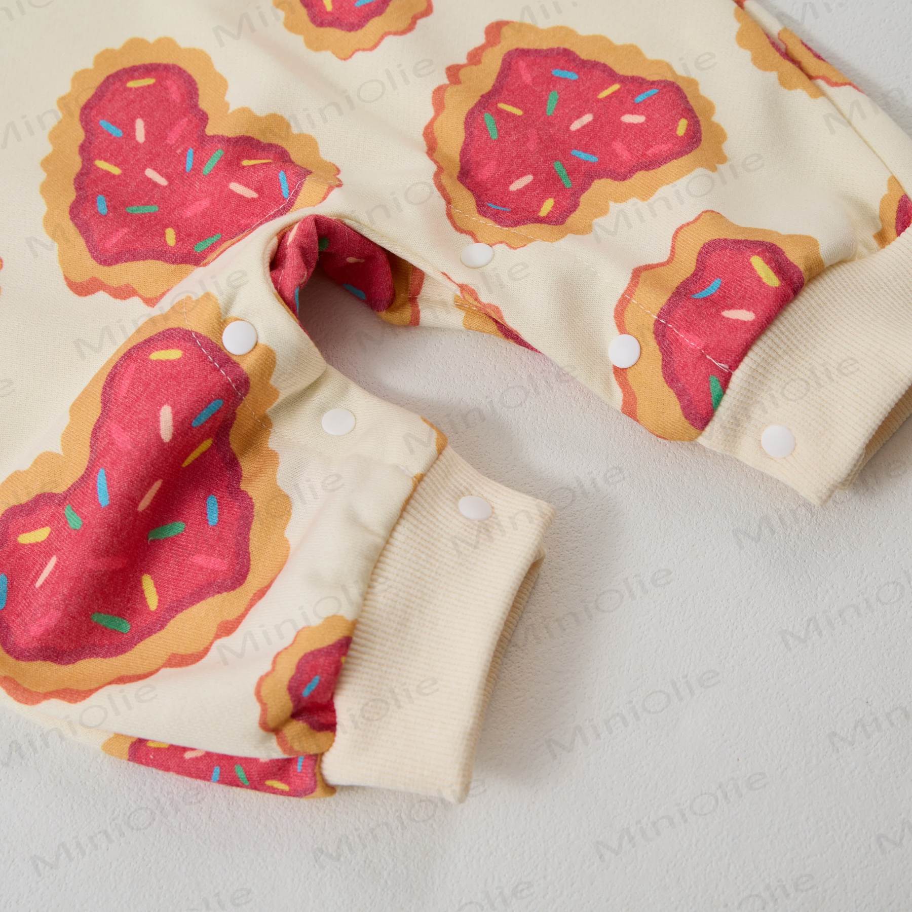Baby Heart-shaped Cookies Beige Romper - image 4