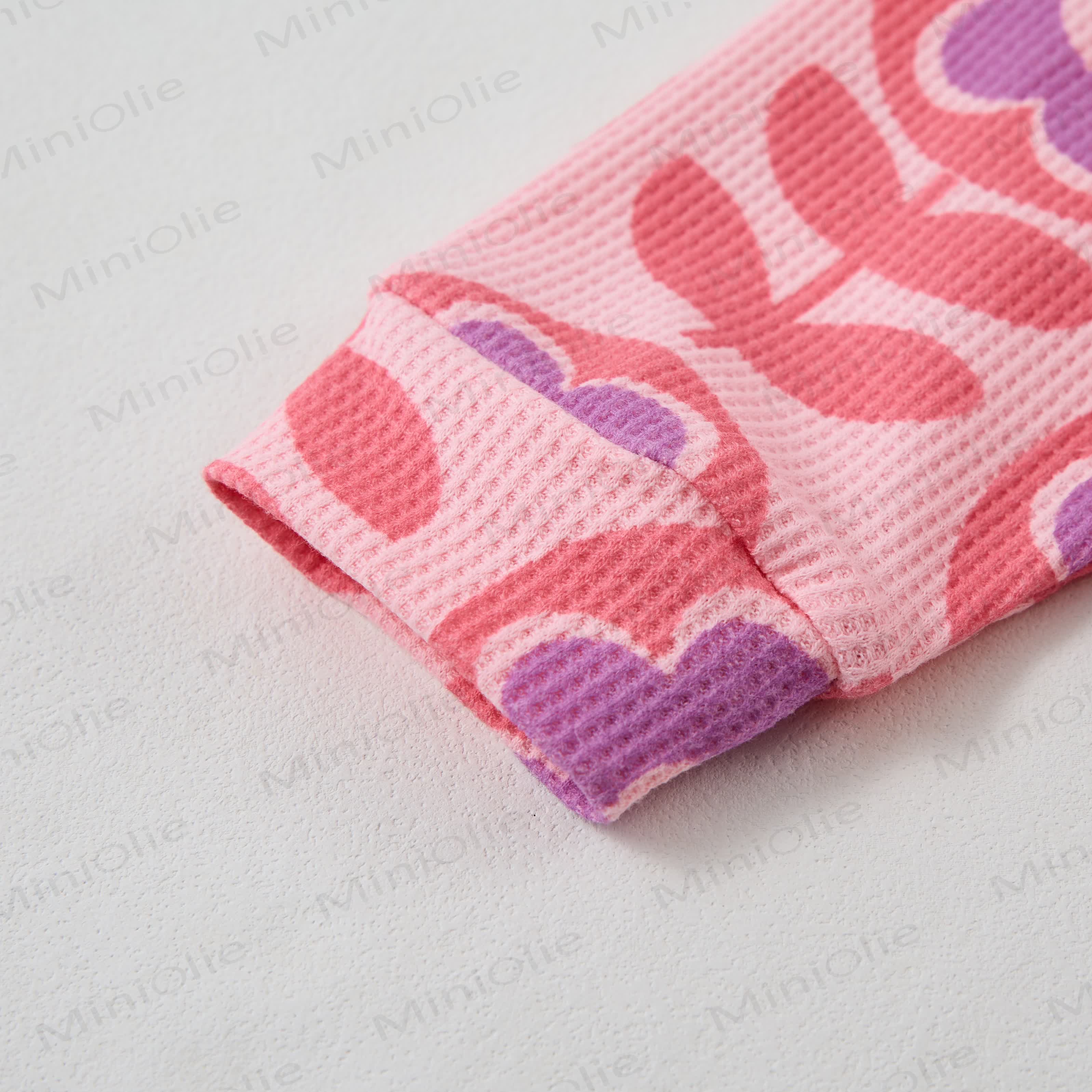 Baby Waffle Purple Pink Flowers Sweatshirt 2-piece Set - image 4
