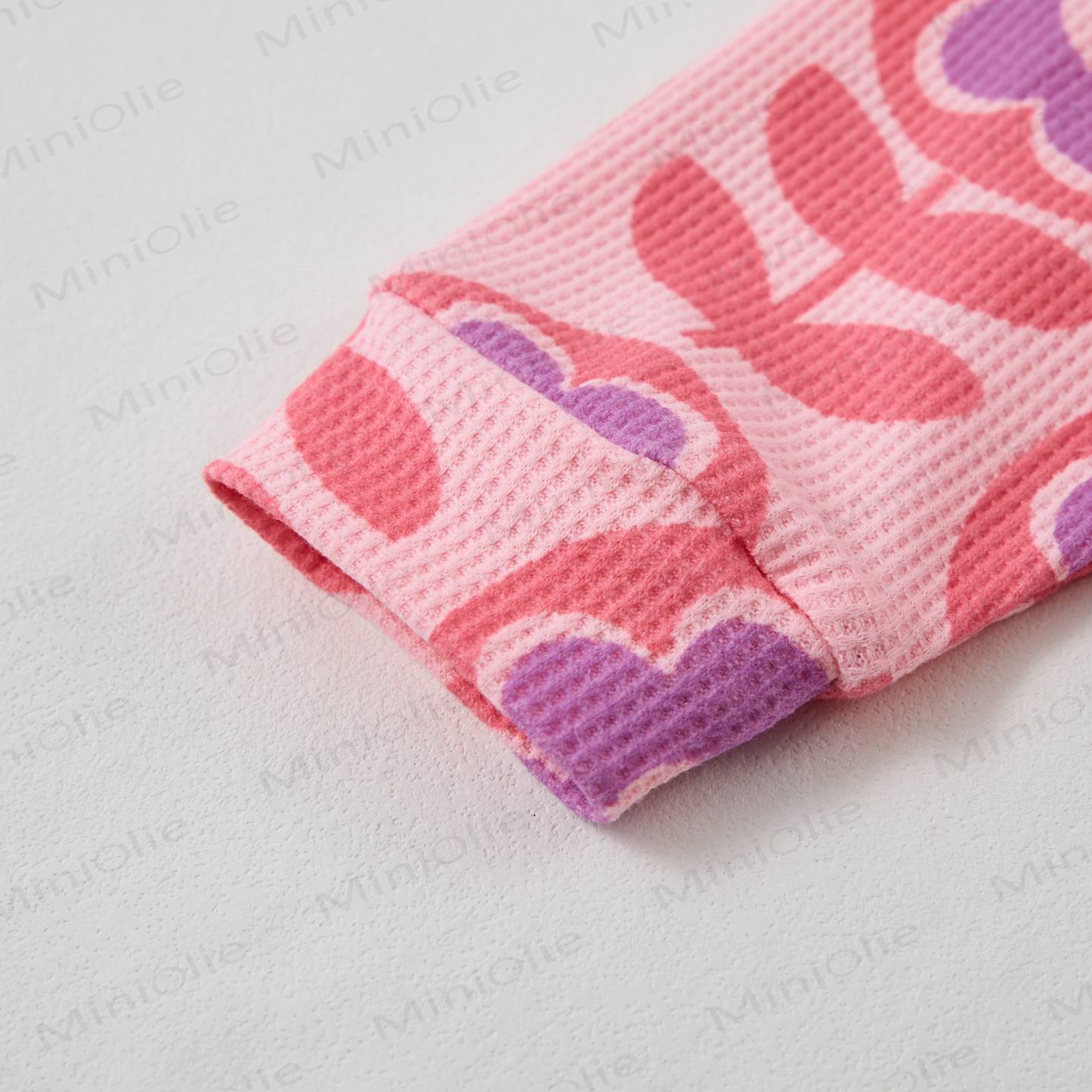Baby Waffle Purple Pink Flowers Sweatshirt 2-piece Set - image 4
