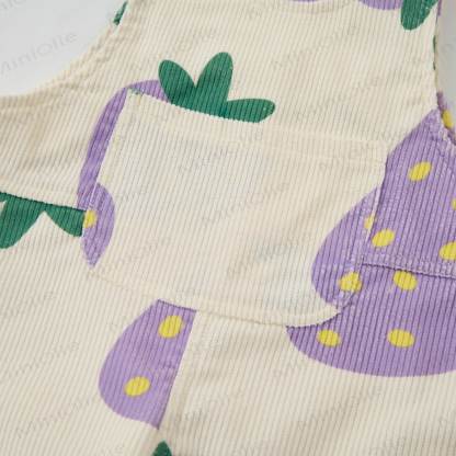 Baby Toddler Purple Strawberry Beige Corduroy Overalls  - image 3