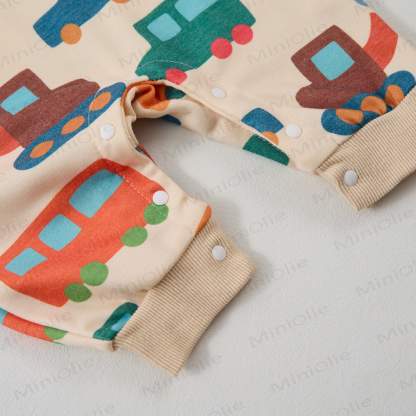 Baby Colored Cartoon Cars Beige Romper - image 4
