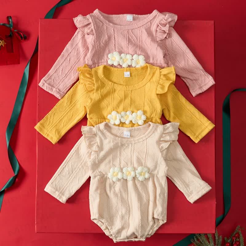 Baby Flower Bodysuit Headband Socks - image 1