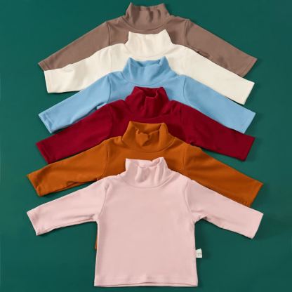  Baby Turtleneck Comfortable Solid Color T-shirt - image 1