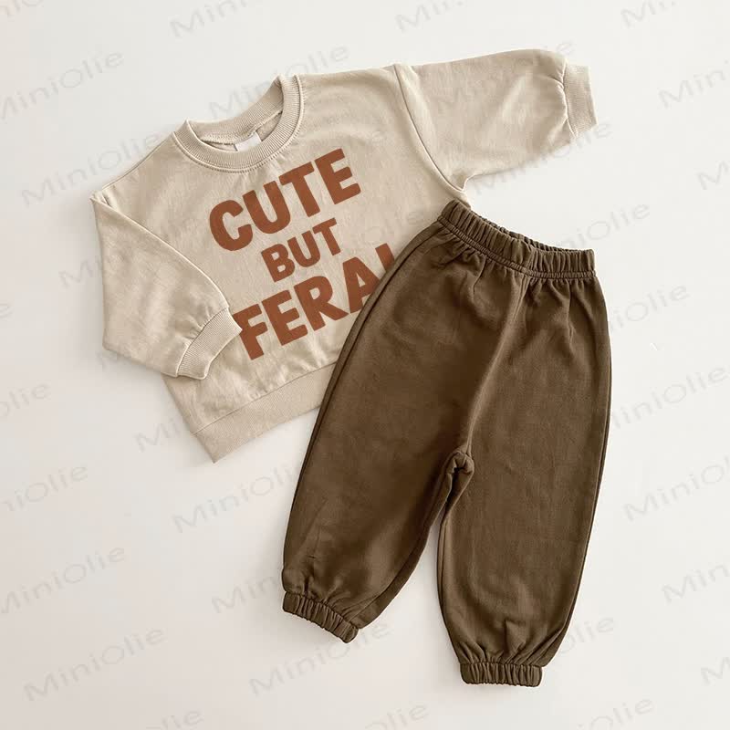CUTE BUT FERAL Baby Brown Beige 2-piece Set - Brown Beige - 2-3T - image 1
