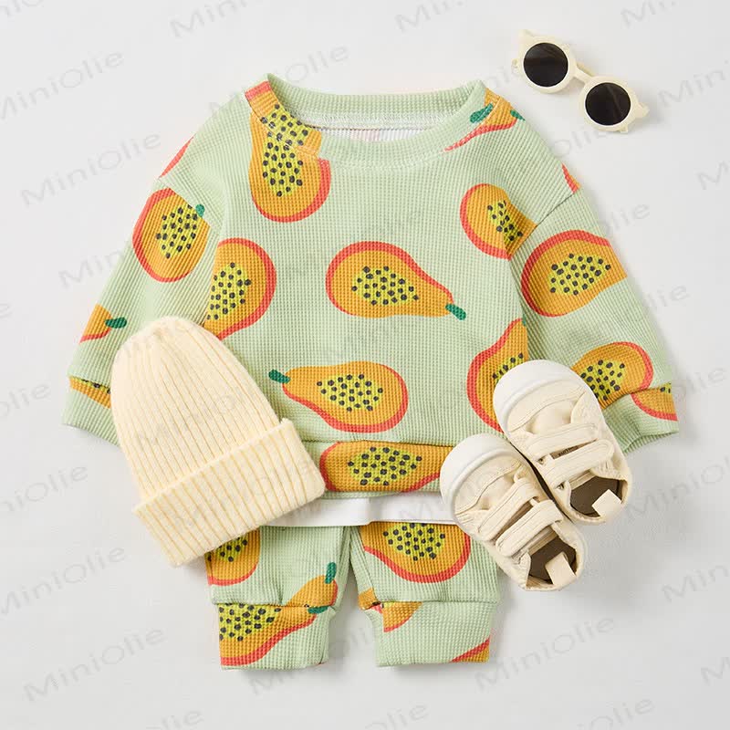 Baby Grey Green Papaya Waffle 2-piece Set - image 2
