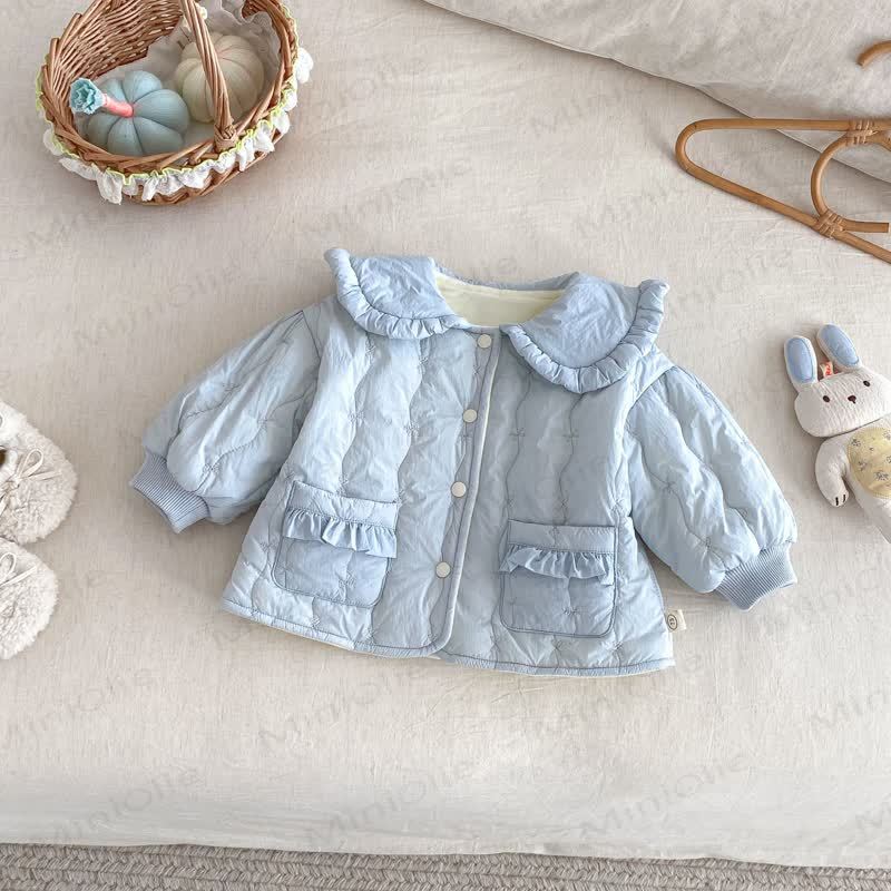 Baby Toddler Fleece Solid Color Quilted Cute Outerwear - Blue - 3-5T - image 2