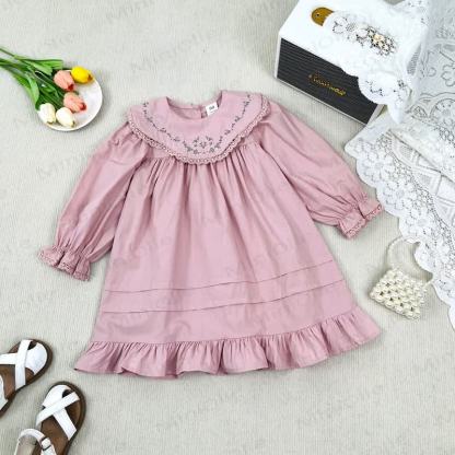 Toddler Girl Embroidery Flower Baby Collar Dress - image 4