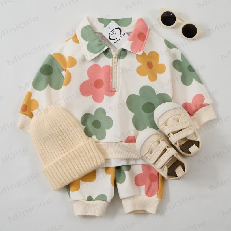  Baby Toddler Beige Floral Lapel 2-piece Set - image 2