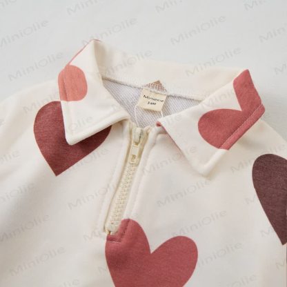  Baby Toddler Beige Love Lapel 2-piece Set - image 2