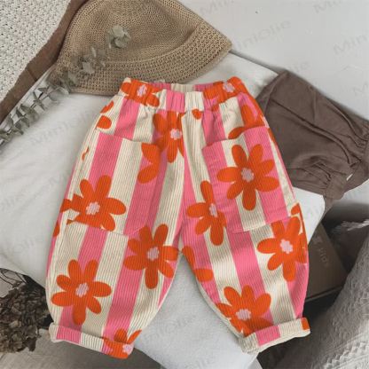 Baby Toddler Striped Flowers Pants - Pink - 3-5T - image 1
