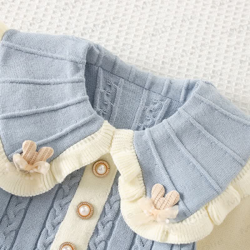 Toddler Girl Flower Lapel Knit Dress - image 5