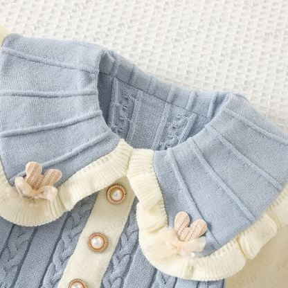 Toddler Girl Flower Lapel Knit Dress - image 5