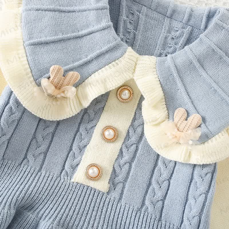 Toddler Girl Flower Lapel Knit Dress - image 6