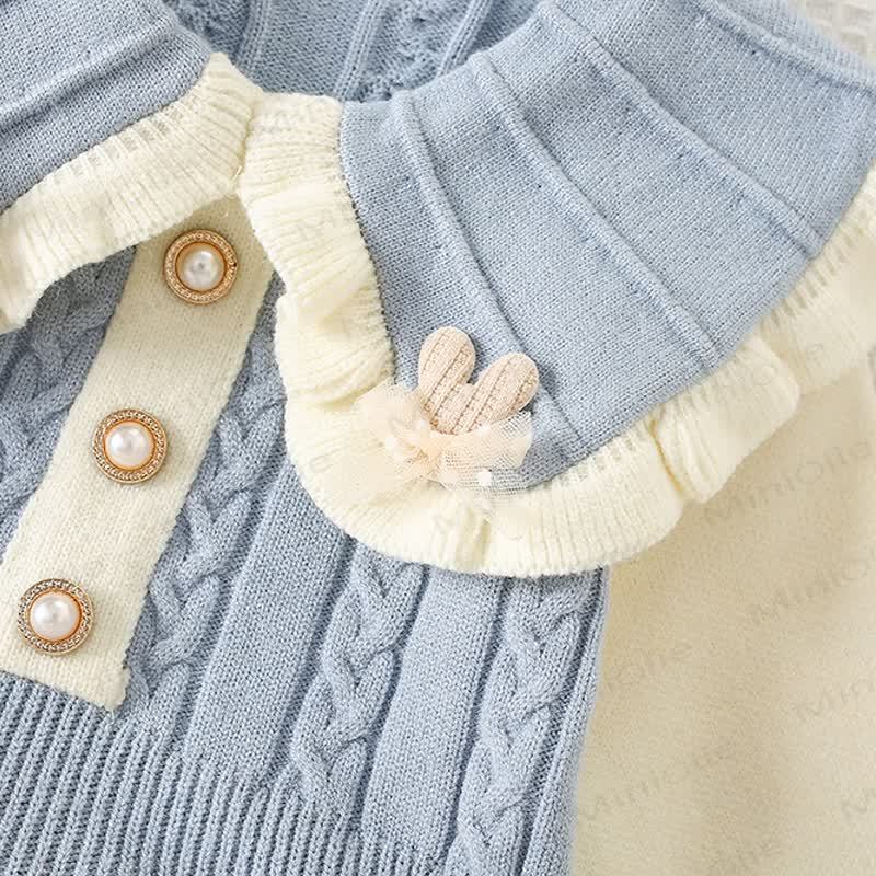 Toddler Girl Flower Lapel Knit Dress - image 7