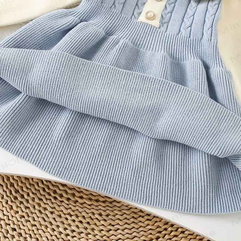 Toddler Girl Flower Lapel Knit Dress - image 9