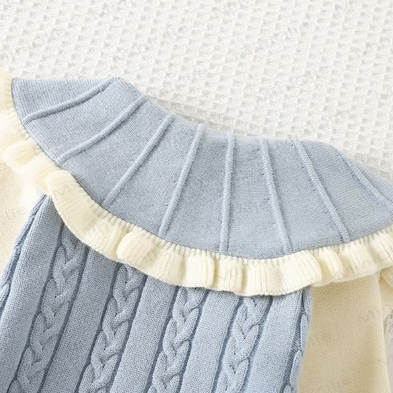 Toddler Girl Flower Lapel Knit Dress - image 10